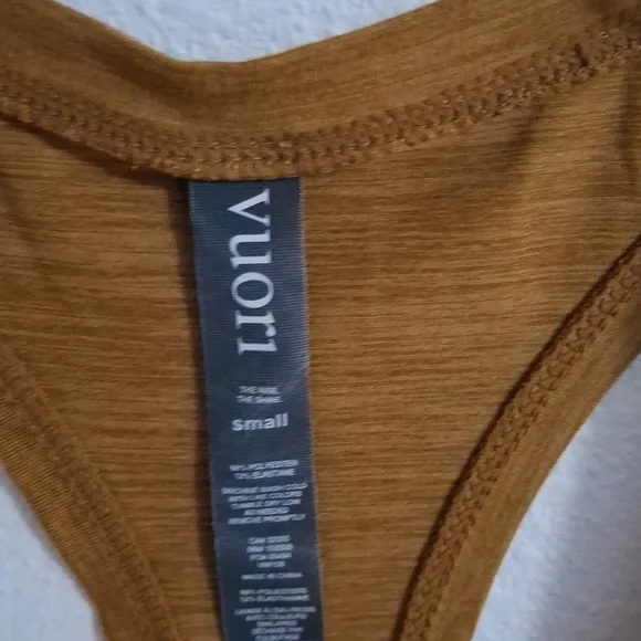 Vuori Lux Performance Tank Top Dark Golden Heather Brown Racerback Size Small - Picture 3 of 4